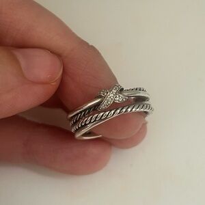 David Yurman Petite X Ring
Sterling Silver with Diamonds, 4mm
